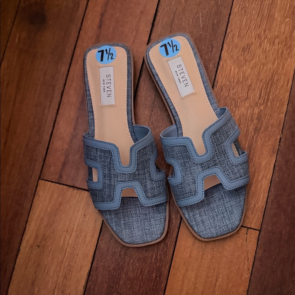 Steve Madden Denim Blue Slide Sandals